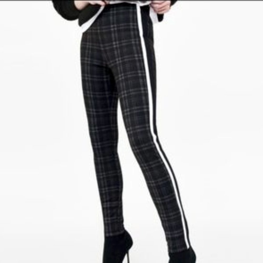 Zara Racer Stripe Plaid Ponte Legging